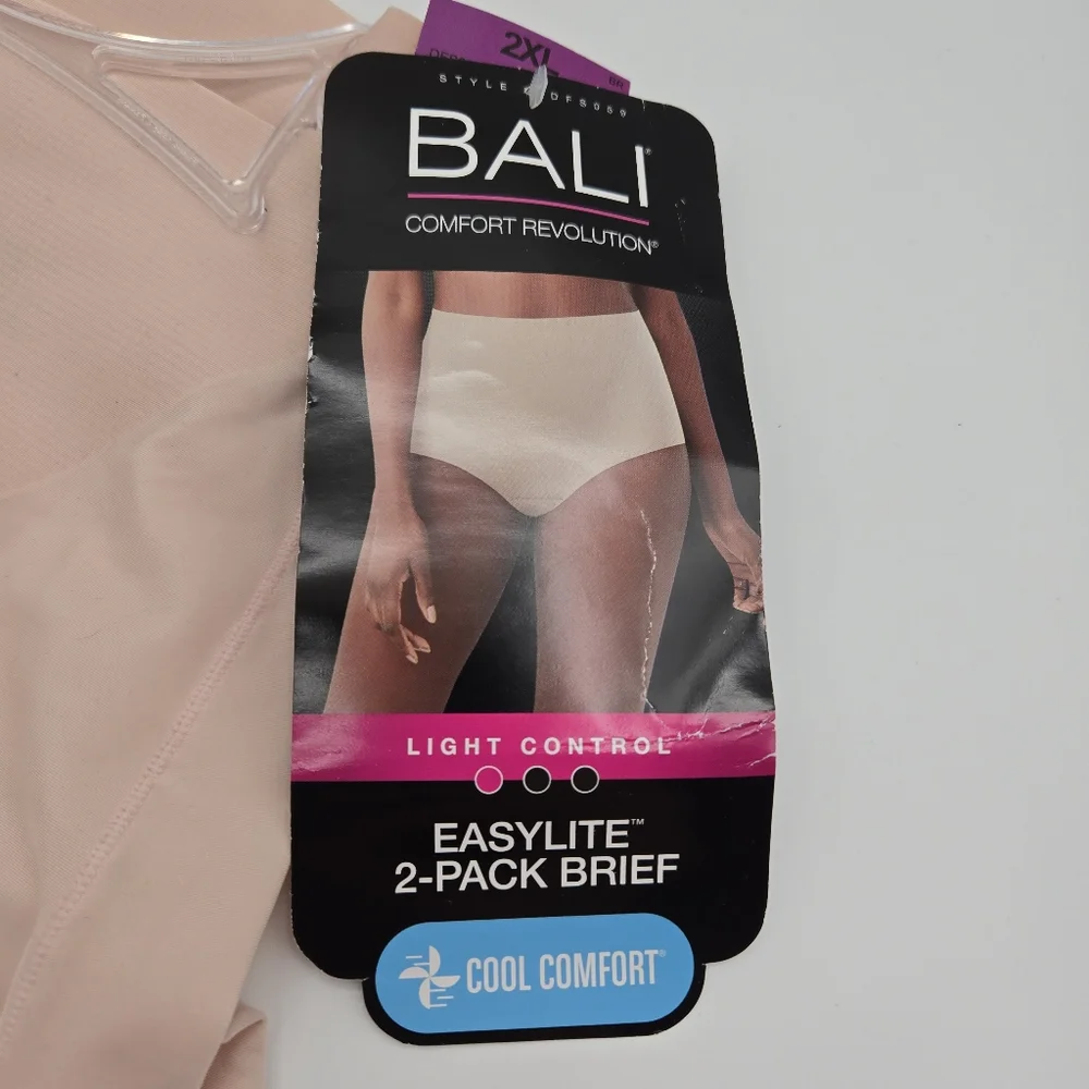 Bali Easy Lite 2 Pack Briefs Panties Underwear Womens Plus Size 2XL Blush Pink